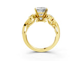 Yellow gold Princess Cut Diamond Solitaire Ring with Milgrain Pavé Band and Four-Prong Setting_178