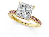 Yellow gold Princess Cut Diamond Solitaire Ring with Pavé Band and Four-Prong Setting_1