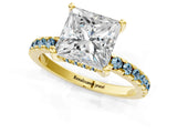 Yellow gold Princess Cut Diamond Solitaire Ring with Pavé Band and Four-Prong Setting_1