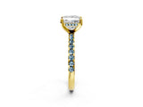 Yellow gold Princess Cut Diamond Solitaire Ring with Pavé Band and Four-Prong Setting_2