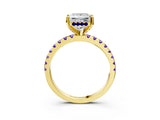 Yellow gold Princess Cut Diamond Solitaire Ring with Pavé Band and Four-Prong Setting_3