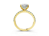 Yellow gold Princess Cut Diamond Solitaire Ring with Pavé Band and Four-Prong Setting_3