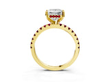 Yellow gold Princess Cut Diamond Solitaire Ring with Pavé Band and Four-Prong Setting_3