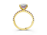 Yellow gold Princess Cut Diamond Solitaire Ring with Pavé Band and Four-Prong Setting_3