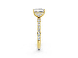 Yellow gold Princess Cut Diamond Solitaire Ring with Pavé Band and Hidden Halo_28