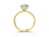 Yellow gold Princess Cut Diamond Solitaire Ring with Pavé Band and Hidden Halo_29