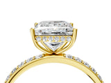 Yellow gold Princess Cut Diamond Solitaire Ring with Pavé Band and Hidden Halo_30