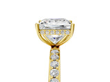 Yellow gold Princess Cut Diamond Solitaire Ring with Pavé Band and Hidden Halo_31