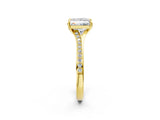 Yellow gold Princess Cut Diamond Solitaire Ring with Pavé Band and Prong Setting_18