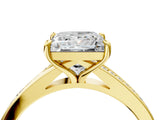 Yellow gold Princess Cut Diamond Solitaire Ring with Pavé Band and Prong Setting_20