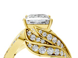 Yellow gold Princess Cut Diamond Solitaire Ring with Prong Setting and Twisted Pavé Band_7