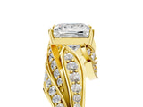 Yellow gold Princess Cut Diamond Solitaire Ring with Prong Setting and Twisted Pavé Band_8