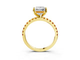 Yellow gold Princess Cut Diamond Solitaire Ring with Round with Citrine side stone Pavé Band and Four-Prong Setting_39
