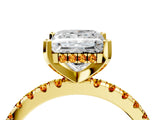 Yellow gold Princess Cut Diamond Solitaire Ring with Round with Citrine side stone Pavé Band and Four-Prong Setting_40