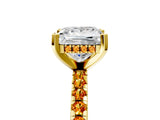 Yellow gold Princess Cut Diamond Solitaire Ring with Round with Citrine side stone Pavé Band and Four-Prong Setting_41