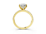 Yellow gold Princess Cut Diamond Solitaire Ring with Round with Moissanite side stone Pavé Band and Four-Prong Setting_39