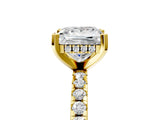 Yellow gold Princess Cut Diamond Solitaire Ring with Round with Moissanite side stone Pavé Band and Four-Prong Setting_41