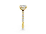 Yellow gold Princess Cut Diamond Solitaire Ring with Round with Moissanite side stone Pavé Band and Prong Setting_14