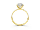 Yellow gold Princess Cut Diamond Solitaire Ring with Round with Moissanite side stone Pavé Band and Prong Setting_15
