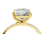 Yellow gold Princess Cut Diamond Solitaire Ring with Round with Moissanite side stone Pavé Band and Prong Setting_16