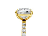 Yellow gold Princess Cut Diamond Solitaire Ring with Round with Moissanite side stone Pavé Band and Prong Setting_17