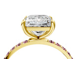 Yellow gold Princess Cut Diamond Solitaire Ring with Round with Morganite side stone Pavé Band and Prong Setting_16