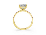 Yellow gold Princess Cut Diamond Solitaire Ring with Round with Morganite side stone Pavé Band and Prong Setting_22