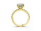 Yellow gold Princess Cut Diamond Solitaire Ring with Round with Peridot side stone Pavé Band and Four-Prong Setting_39