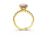 Yellow gold Princess Cut Diamond Solitaire Ring with Round with Ruby side stone Pavé Band and Four-Prong Setting_39