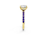 Yellow gold Princess Cut Diamond Solitaire Ring with Round with Tanzanite side stone Pavé Band and Prong Setting_14