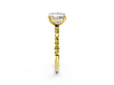 Yellow gold Princess Cut Diamond Solitaire Ring with Round with Yellow Sapphire side stone Pavé Band and Prong Setting_14