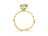 Yellow gold Princess Cut Diamond Solitaire Ring with Round with Yellow Sapphire side stone Pavé Band and Prong Setting_15