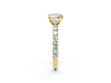 Yellow gold Princess Cut Diamond Solitaire Ring with Shared Prong Pavé Band and Four-Prong Setting_84