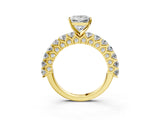 Yellow gold Princess Cut Diamond Solitaire Ring with Shared Prong Pavé Band and Four-Prong Setting_85
