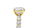 Yellow gold Princess Cut Diamond Solitaire Ring with Shared Prong Pavé Band and Four-Prong Setting_87