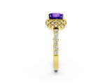 Yellow gold Princess Cut Diamond Solitaire Ring with Shared Prong Pavé Band_2