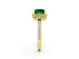 Yellow gold Princess Cut Diamond Solitaire Ring with Shared Prong Pavé Band_2