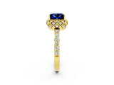 Yellow gold Princess Cut Diamond Solitaire Ring with Shared Prong Pavé Band_2