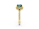 Yellow gold Princess Cut Diamond Solitaire Ring with Shared Prong Pavé Band_2