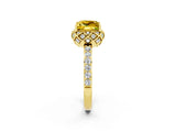 Yellow gold Princess Cut Diamond Solitaire Ring with Shared Prong Pavé Band_2