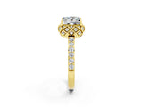 Yellow gold Princess Cut Diamond Solitaire Ring with Shared Prong Pavé Band_2