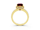 Yellow gold Princess Cut Diamond Solitaire Ring with Shared Prong Pavé Band_3