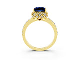 Yellow gold Princess Cut Diamond Solitaire Ring with Shared Prong Pavé Band_3