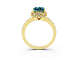 Yellow gold Princess Cut Diamond Solitaire Ring with Shared Prong Pavé Band_3