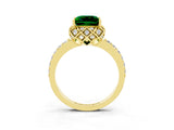 Yellow gold Princess Cut Diamond Solitaire Ring with Shared Prong Pavé Band_3