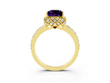 Yellow gold Princess Cut Diamond Solitaire Ring with Shared Prong Pavé Band_3
