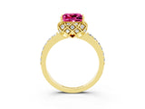 Yellow gold Princess Cut Diamond Solitaire Ring with Shared Prong Pavé Band_3