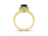 Yellow gold Princess Cut Diamond Solitaire Ring with Shared Prong Pavé Band_3