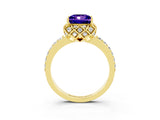 Yellow gold Princess Cut Diamond Solitaire Ring with Shared Prong Pavé Band_3