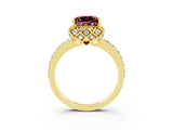 Yellow gold Princess Cut Diamond Solitaire Ring with Shared Prong Pavé Band_3